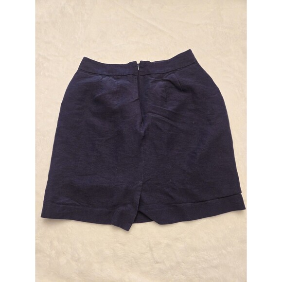 Loft Womens Navy Linen blend Knee Length Straight Skirt Sz 2 - Picture 7 of 8